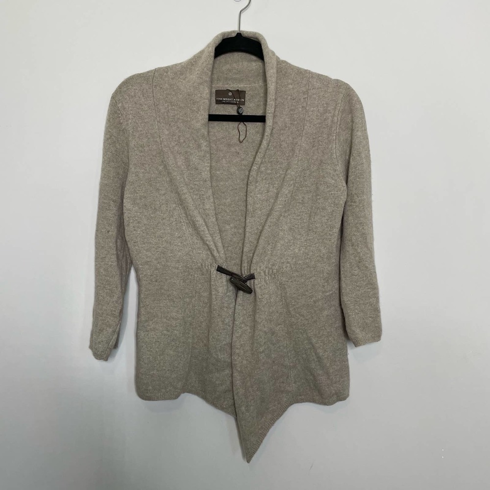 Fenn Wright Mason 100% 2 Ply Cashmere Cardigan Sweater Knitted Brown Size M